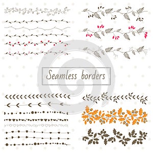 Collection of decorative seamless borders