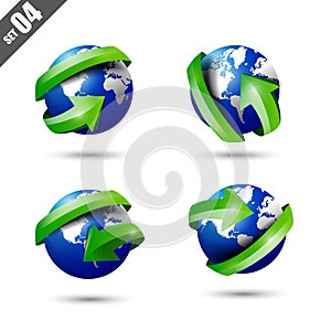 Collection of defference 3D globe and world map