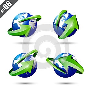 Collection of defference 3D globe and world map
