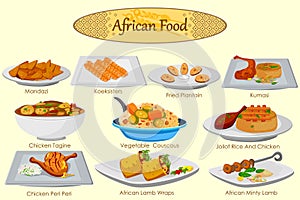 Collection of delicious African food