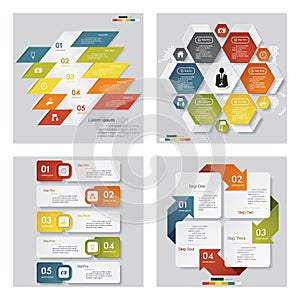 Collection of 4 design template/graphic layout. Vector.