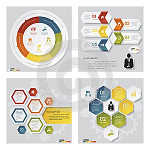 Collection of 4 design template/graphic layout. Vector.