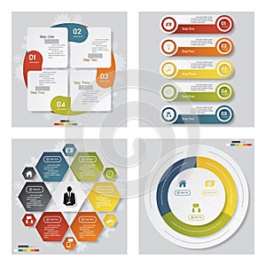 Collection of 4 design template/graphic layout. Vector.