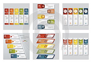 Collection of 6 design template/graphic or website layout. Vector Background.