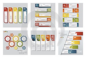 Collection of 6 design template/graphic or website layout. Vector Background.