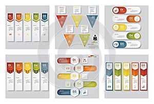 Collection of 6 design template/graphic or website layout. Vector Background.