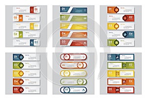 Collection of 6 design template/graphic or website layout. Vector Background.