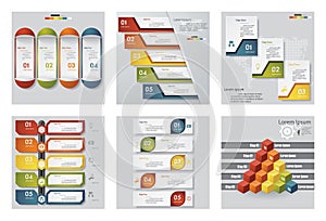 Collection of 6 design template/graphic or website layout. Vector Background.