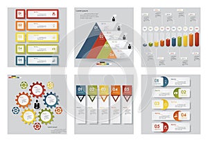 Collection of 6 design template/graphic or website layout. Vector Background.