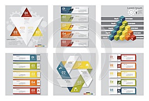 Collection of 6 design template/graphic or website layout. Vector Background.