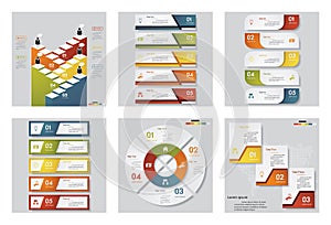 Collection of 6 design template/graphic or website layout. Vector Background.