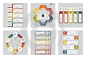 Collection of 6 design template/graphic or website layout. Vector Background.