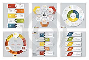 Collection of 6 design template/graphic or website layout. Vector Background.