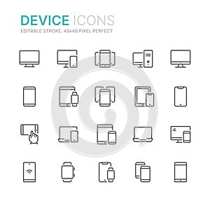 Collection of device related line icons