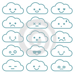 Collection of difference emoticon. Icon set of clouds