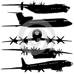 Collection of different airplane silhouettes. photo