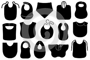 Collection of different baby bibs