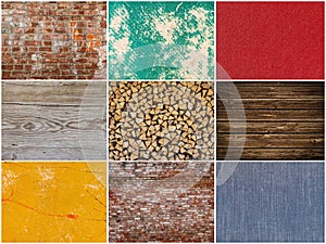 Collection of different backgrounds and textures