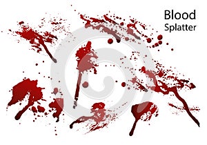 Collection of different blood splatter or paint,Halloween concept,ink splatter background isolated on white background