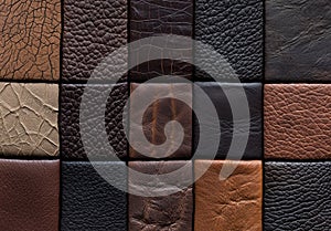 A collection of different brown leather textures.
