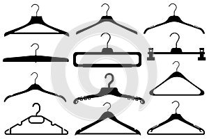 Collection of different coat hangers