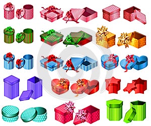 Collection of different gift boxes