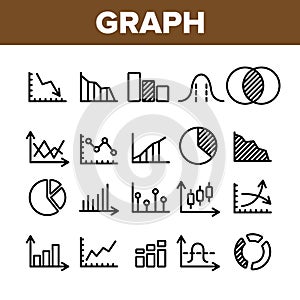 Collection Different Graph Sign Icons Set Vector