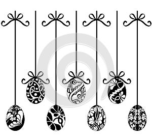 Collection of different hanging Easter egg decorations