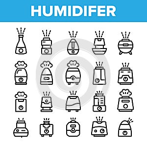 Collection Different Humidifier Icons Set Vector