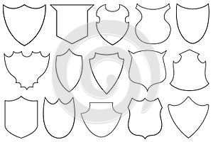 Collection of different shields illustration