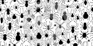 Collection of different spiders. Seamless pattern background for your design