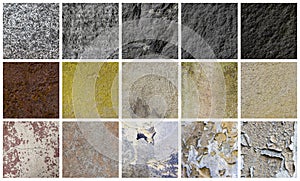 Collection of different stone and wall backgrounds