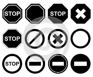 Collection of different stop signs