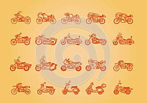 A collection of different two wheelers illustration.. Vector illustration decorative background design