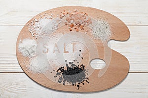Collection of different types of salt on
