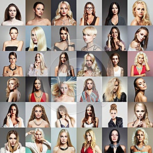 Collection of different women.Collage from beautiful girls