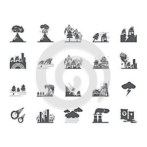 Collection of disaster events. Vector illustration decorative design