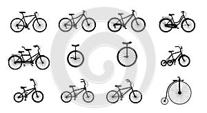 Diverse Bicycle Silhouettes Collection