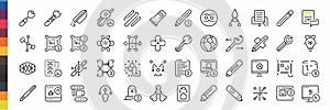 Collection of Diverse Line Icons for Software Web Development and Technology