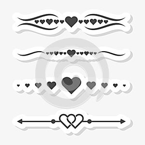 Collection of dividers with hearts sticker