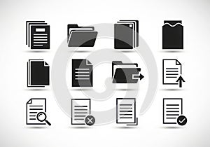 Collection of document and folder icons representing data management and organization