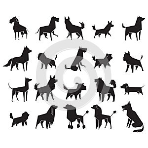 collection of dog silhouettes. Vector illustration decorative background design