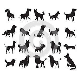 collection of dog silhouettes. Vector illustration decorative design