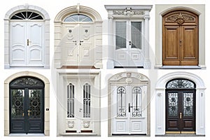 Collection of doors isolated on white