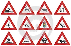 Collection of Dutch warning road signs
