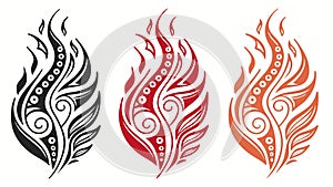 Collection of Dynamic Abstract Flame Icon Designs, vector design Generative AI