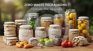 A collection of eco-friendly, zero-waste packaging options displayed on a wooden