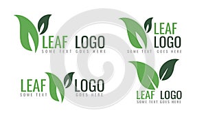 Collection Of Ecology Logo Symbols, Organic Green Leaf Vector Design