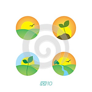 Collection of ecology and nature logos.