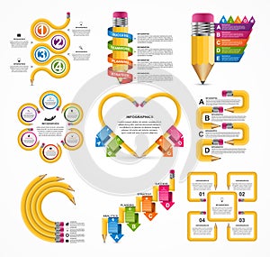 Collection Education Infographics template. Infographics for business presentations or information banner.